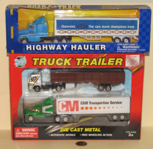 3 DIECAST TRUCKS & TRAILERS for ho scale Model Train Layouts & Displays