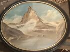 New ListingAntique 22x18 Oval Framed Mountain Painting