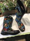 Bog Rain Boots Womens Size 8 Flower Rubber Boot Pull On Waterproof