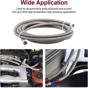 New ListingFuel Line Fuel Return Line Stainless Steel Braided Silver Fuel Hose 4AN 1/4