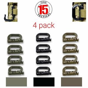 4 pack D-Ring Clip Molle Hook Grimloc Backpack Locking Buckle Carabiner Snap on