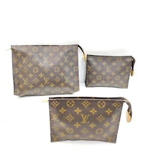 Louis Vuitton LV Clutch Bag  Clutch Cosmetic Pouch 3 set Browns Monogram 3750867