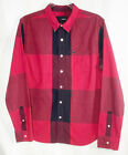 Hurley Mens Buffalo Plaid Red Black Pocket Long Sleeve Button Down Shirt Sz M