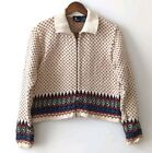 Vintage 80/90s Zip Up Collared Cropped Knit Cardigan Sweater Size S