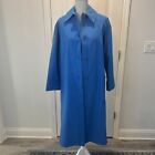 Coat Collectables Vintage Long Trench Coat Blue Button Down Collared Size 12