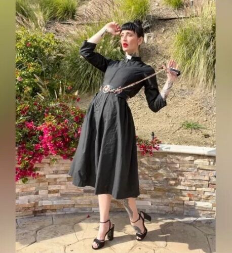 Vintage 1950’s Nun A Line Dress Religious Black White Costume Pinup Original S