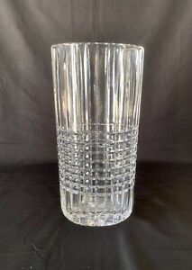 Contemporary Ceskci Lead Cut Crystal Vertical/Horizontal Banded Decorative Vase