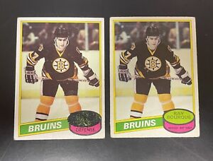 Lot (x2) 1984-85 O-Pee-Chee/Topps RAY BOURQUE Rookie Cards RC #140 Boston Bruins