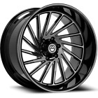4x 24x12 Artem Offroad A205 Curvus Wheels All Gloss Black  6x5.5 6x139.7 Chevy