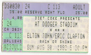 Vintage 1992 Elton John Eric Clapton Concert Ticket Stub Los Angeles CA
