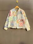 Indian White Quilted Patchwork Jacket Handmade Cotton Jacket Women's Clothing US