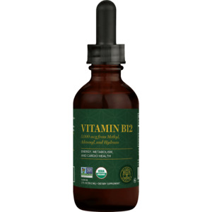 Vitamin B12, 5000 mcg, 3-in-1 Organic Liquid Vitamin B12, 60-Day Supply (2 Oz)