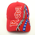 Rebel Adult Baseball Cap Hat Red Barbwire Stars Patriotic Embroidered Adjustable