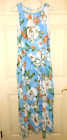 C est. 1946 Women Sleeveless Blue Floral Layered Belted Lined Long Dress 14-16W