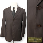 LUCIANO BARBERA mens brown striped wool italy sport coat suit jacket blazer 42R