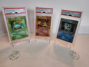 PSA 1 Japanese Base Set Charizard Blastoise Venusaur Set Of 3 1996 Pokemon Cards