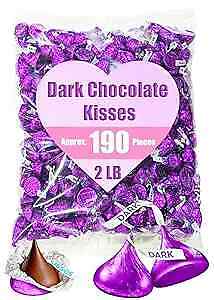 Dark Chocolate Hershey Kisses Bulk - 2 LB Bag of Kisses Chocolate - Dark