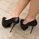 Women Platform Pumps Round Toe High Heels Sandals Slip on Shoes Plus Big Size
