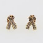 10k Yellow Gold Estate Diamond Crossover Stud Earrings