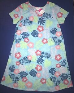 FRESH PRODUCE Small Bluefin BLUE Tropic Floral Tee Shirt Dress $59 NWT New S