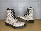 Dr. Martens 1460 Rose Cream Floral Leather Boots Women's Size 7. Rare Boots!!!