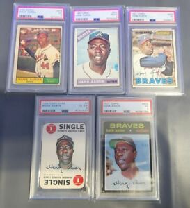 New Listing1961,66,67,68 ,71 Topps Hank Aaron Lot of (5) cards PSA Graded