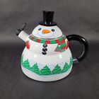 Vintage Enamelware Roshco Snowman Tea Kettle 3 Quart Tea Pot
