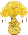 Feng Shui Citrine/Yellow Crytal Money Tree with Chinese Dragon Pots