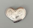 VTG Signed (BEAU STERLING) Silver 925 Heart Brooch Etched Flowers (3g) 1.25”