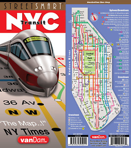 New ListingStreetsmart NYC Transit Map by Vandam-Laminated Pocket Size Transit Map W/ - NEW