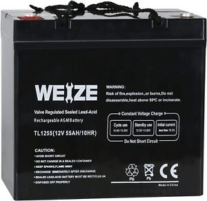 12V 55AH SLA AGM Deep Cycle Battery for Power Scooter Wind Solar and Off Grid