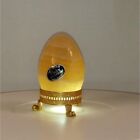 Vintage 1970s Highly Polished Onyx Egg with Brass Stand 2.75