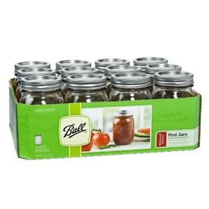 Regular Mouth 16oz Pint Mason Jars with Lids & Bands, 12 Count