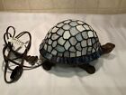 Vintage Tiffany Style Turtle Mosaic Stained Glass Lamp Metal Base Night Light
