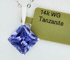 LAB-CREATED  3.68 Cts TANZANITE PENDANT 14k WHITE GOLD - New With Tag