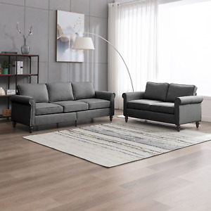 Modern Sectional Sofa Set for Living Room, 2 Piece Sofa, Sofa and Loveseat