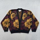 Vintage Jones New York Wool Blend Floral Button Up Cardigan Sweater Size Small