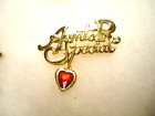 AJC vtg nos Aunts R Special red enamel heart pin