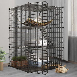 3 Tiers Kennels Pet Crate Cat Cage Indoor Cat DIY Cat Enclosures Metal Playpen