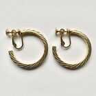 Gold Tone Hoop Twist Vintage Clip On Earrings