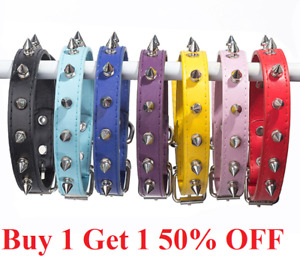 PU Leather  Spiked Dog Collar XS S M L PU Leather Studded Dog Collar spiking