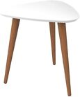 Manhattan Comfort Utopia Triangle Wood End Table in Off White Off White