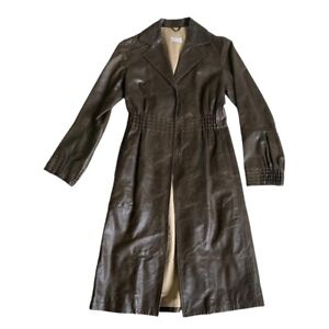 vintage philosophy di alberta ferrentti 90s y2k brown long leather trench coat