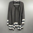 Talbots Plus Size 3X Pure Merino Wool Cardigan Open Front Faux leather Trim NWOT