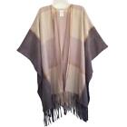 Woolrich Poncho Wrap Sweater Woven Fringe Viscose