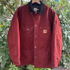 Vintage Carhartt Chore Coat Blanket Lined Clay Red Made In USA Sz LT