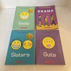 Raina Telgemeier Books Lot Of 4 SMILE DRAMA SISTERS GUTS Paperback Graphic Novel