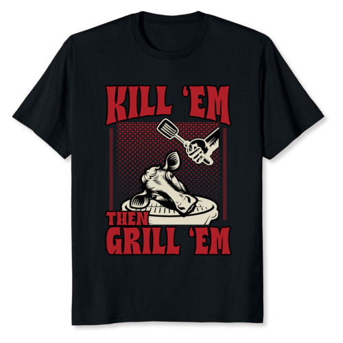 NEW LIMITED Kill 'Em Then Grill 'Em Funny Beef BBQ Master Grill Grilling T-Shirt