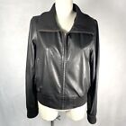 Gap Vintage y2k Black Genuine Leather Bomber Moto Jacket Zip size Large