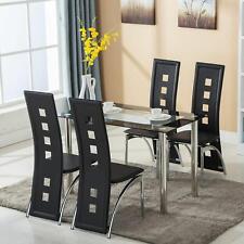 5Pcs Dining Set Kitchen Room Table Set Dining Table and 4 Leather Chairs Set